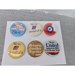 Vintage United Airlines Pinback Button Lot 1984 Olympics McDonalds 6pc Set
